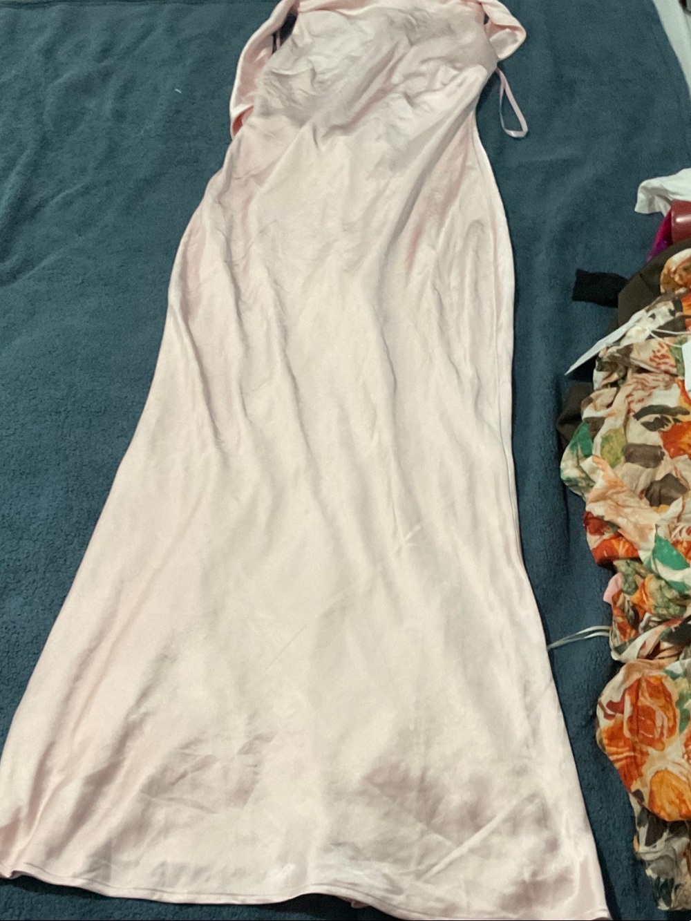 Elegant Light Pink Satin Slip Dress